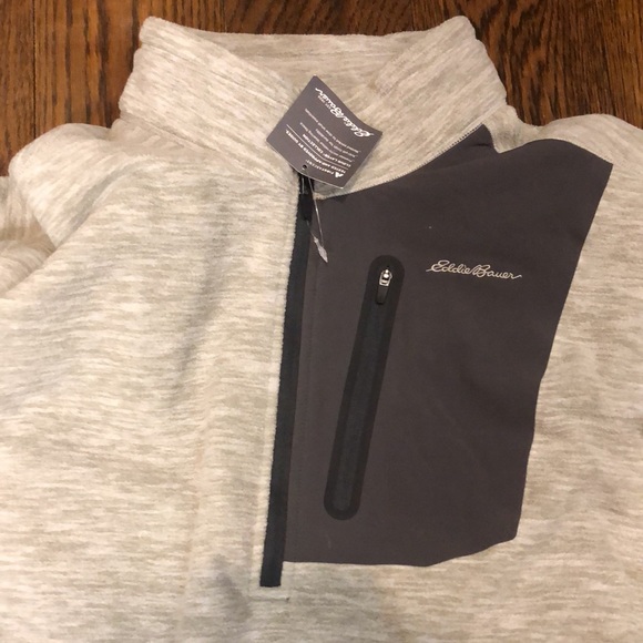 EDDIE BAUER Oatmeal & Charcoal Grey 1/4 Zip Pullover Fleece 2XL NWT - Picture 6 of 8